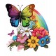 Sticker decorativ, Fluture, Curcubeu si Flori, Multicolor, 68 cm, 1210STK-2 Sticker decorativ, Fluture, Curcubeu si Flori, Multicolor, 68 cm, 1210STK-2