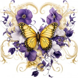 Sticker decorativ Fluture, Galben, 60 cm, 1316STK-3