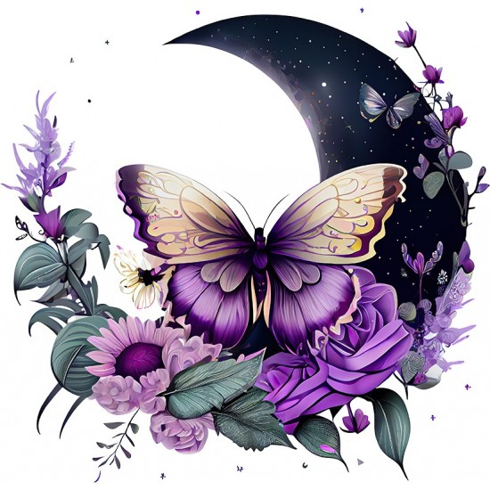 Sticker decorativ, Fluture, Mov, 61 cm, 1272STK