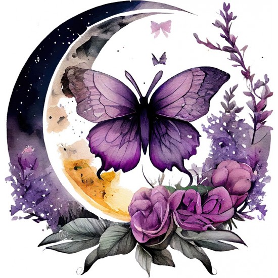 Sticker decorativ, Fluture, Mov, 62 cm, 1272STK-1