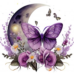 Sticker decorativ, Fluture, Mov, 62 cm, 1272STK-2