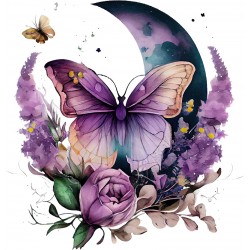 Sticker decorativ, Fluture, Mov, 62 cm, 1272STK-3