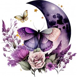 Sticker decorativ, Fluture, Mov, 62 cm, 1272STK-5