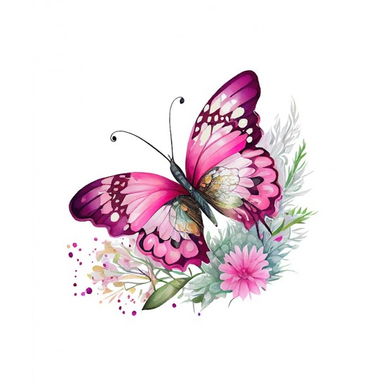 Sticker decorativ, Fluture, Roz, 69 cm, 1209STK-5 Sticker decorativ, Fluture, Roz, 69 cm, 1209STK-5