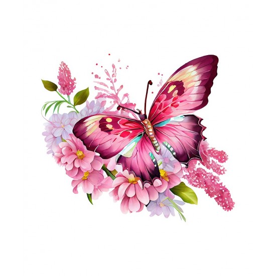 Sticker decorativ, Fluture, Roz, 69 cm, 1209STK
