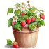 Sticker decorativ, Ghiveci cu Capsuni, Rosu, 72 cm, 1261STK-9