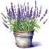 Sticker decorativ, Ghiveci cu Lavanda, Mov, 62 cm, 1339STK-3