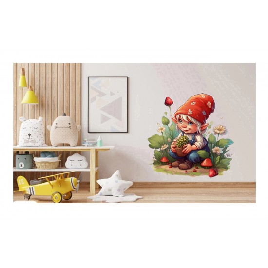 Sticker decorativ, Gnom Fericit, Multicolor, 60 cm, 1247STK-4