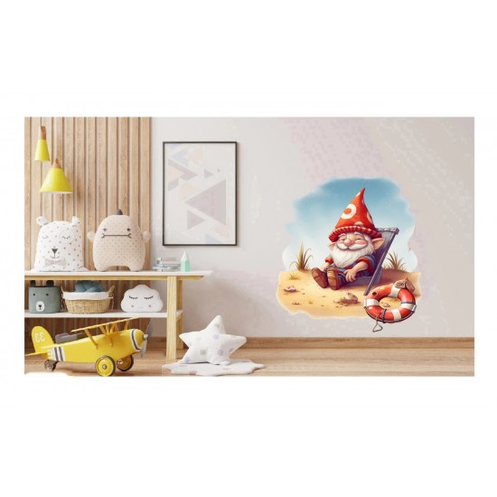 Sticker decorativ, Gnom Fericit, Rosu, 66 cm, 1247STK Sticker decorativ, Gnom Fericit, Rosu, 66 cm, 1247STK