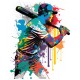 Sticker decorativ, Jucator Baseball, Multicolor, 79 cm, 1335STK-4 Sticker decorativ, Jucator Baseball, Multicolor, 79 cm, 1335STK-4