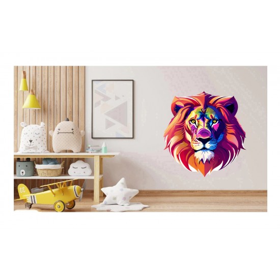 Sticker decorativ, Leu, Multicolor, 68 cm, 1215STK Sticker decorativ, Leu, Multicolor, 68 cm, 1215STK