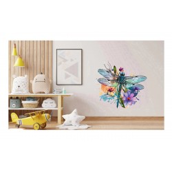 Sticker decorativ, Libelula, Albastru, 62 cm, 1206STK-1