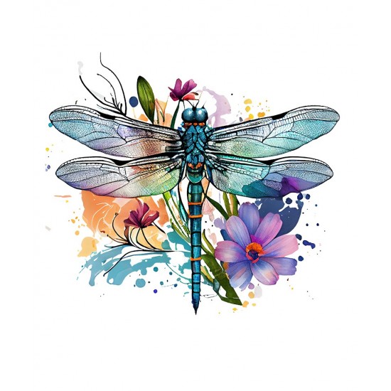 Sticker decorativ, Libelula, Albastru, 62 cm, 1206STK-1