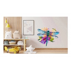 Sticker decorativ, Libelula, Albastru, 62 cm, 1206STK-2