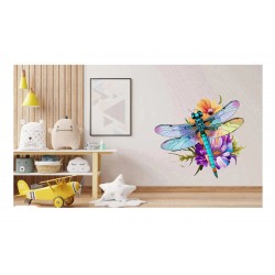 Sticker decorativ, Libelula, Albastru, 62 cm, 1206STK-4