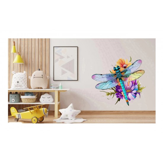 Sticker decorativ, Libelula, Albastru, 62 cm, 1206STK-4