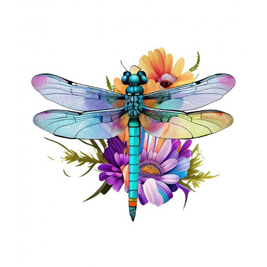 Sticker decorativ, Libelula, Albastru, 62 cm, 1206STK-4