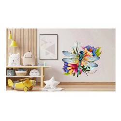 Sticker decorativ, Libelula, Albastru, 62 cm, 1206STK-5