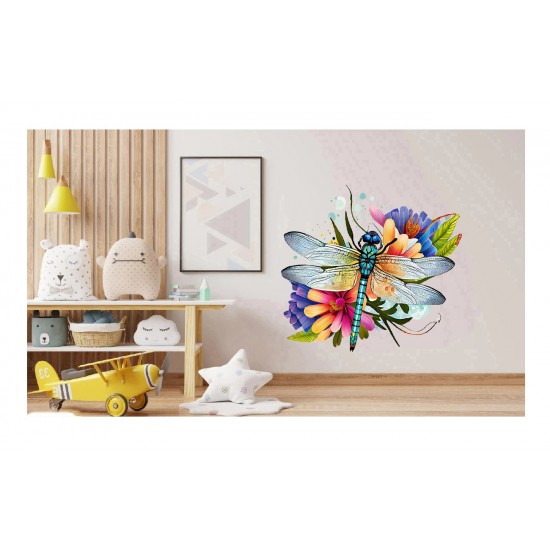 Sticker decorativ, Libelula, Albastru, 62 cm, 1206STK-5