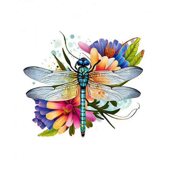 Sticker decorativ, Libelula, Albastru, 62 cm, 1206STK-5