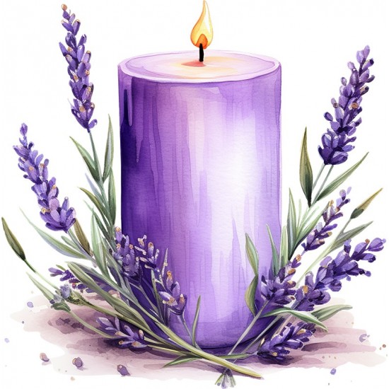 Sticker decorativ, Lumanare cu Lavanda, Mov, 60 cm, 1339STK-6 Sticker decorativ, Lumanare cu Lavanda, Mov, 60 cm, 1339STK-6