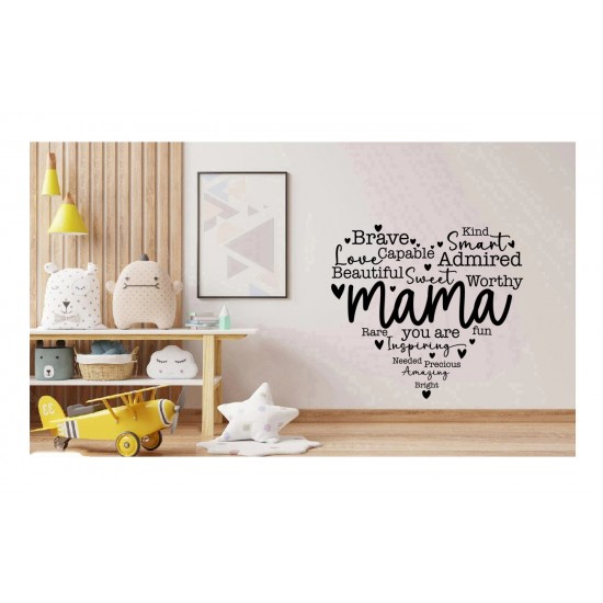Sticker decorativ, Mama, Negru, 67 cm, 1255STK