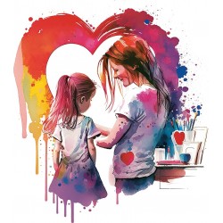 Sticker decorativ Mama si Copilul, Rosu, 68 cm, 1312STK