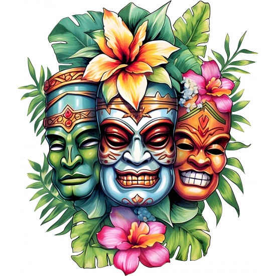 Sticker decorativ, Masca, Multicolor, 68 cm, 1288STK-5