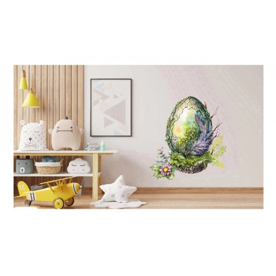 Sticker decorativ, Ou de Dinozaur, Verde, 75 cm, 1207STK-1