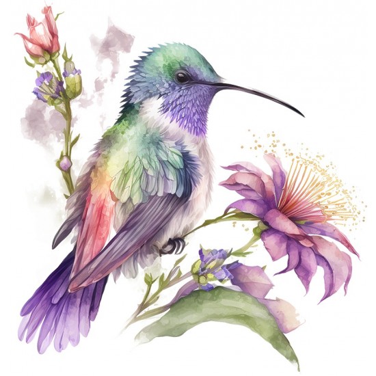 Sticker decorativ, Pasarea Colibri, Multicolor, 62 cm, 1271STK-2