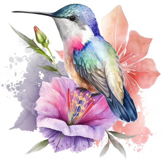 Sticker decorativ, Pasarea Colibri, Multicolor, 62 cm, 1271STK