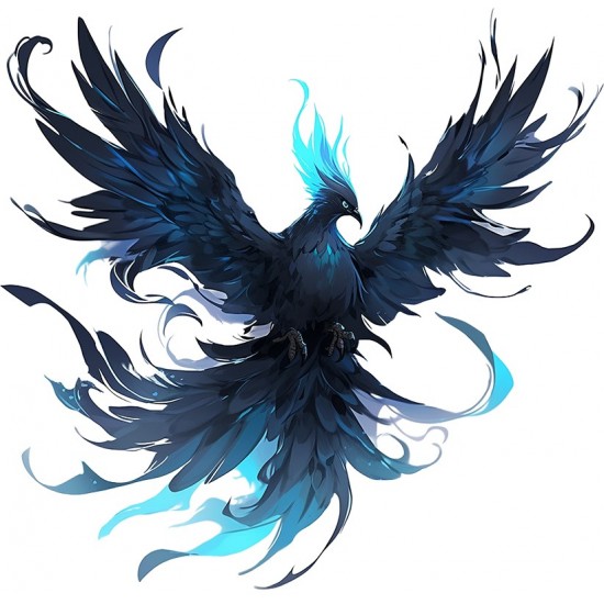 Sticker decorativ, Pasarea Phoenix, Negru, 61 cm, 1323STK