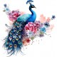 Sticker decorativ, Paun, Albastru, 62 cm, 1345STK Sticker decorativ, Paun, Albastru, 62 cm, 1345STK