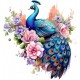 Sticker decorativ, Paun, Multicolor, 64 cm, 1345STK-2 Sticker decorativ, Paun, Multicolor, 64 cm, 1345STK-2