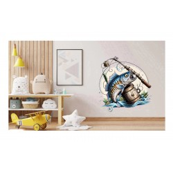 Sticker decorativ, Peste, Albastru, 66 cm, 1273STK-5