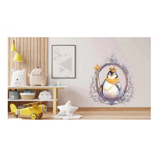 Sticker decorativ, Pinguin Rege, Alb, 73 cm, 1277STK-3