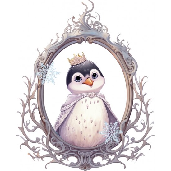 Sticker decorativ, Pinguin Rege, Alb, 74 cm, 1277STK-1