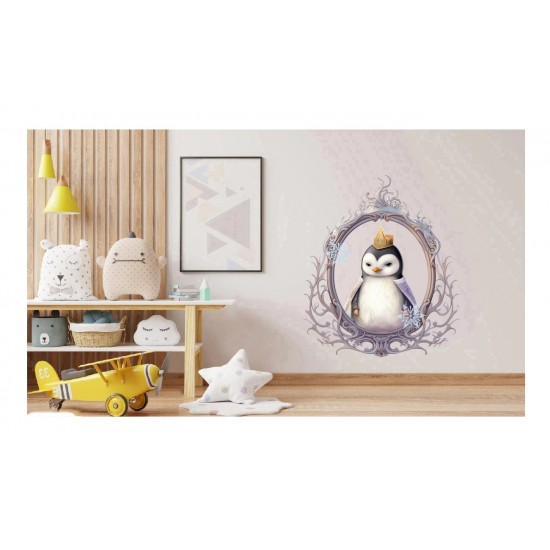 Sticker decorativ, Pinguin Rege, Alb, 74 cm, 1277STK-2