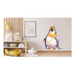 Sticker decorativ, Pinguin Rege, Alb, 76 cm, 1277STK-5