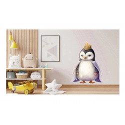 Sticker decorativ, Pinguin Rege, Alb, 79 cm, 1277STK-8