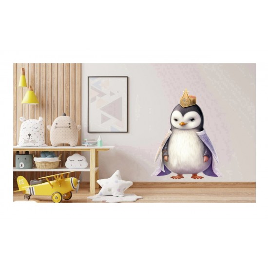 Sticker decorativ, Pinguin Rege, Alb, 79 cm, 1277STK-8