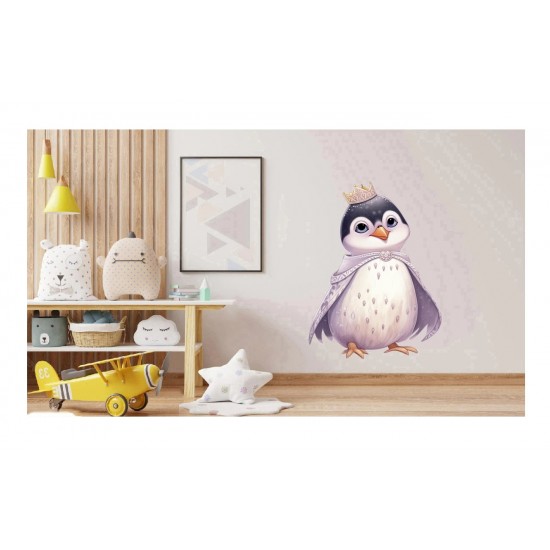 Sticker decorativ, Pinguin Rege, Alb, 82 cm, 1277STK-7