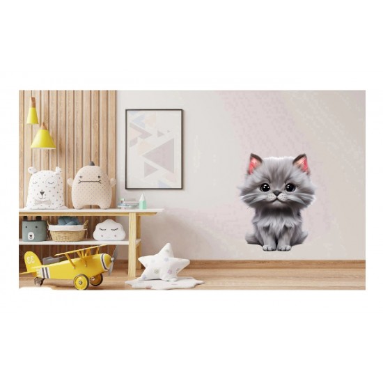 Sticker decorativ, Pisica, Gri, 73 cm, 1220STK Sticker decorativ, Pisica, Gri, 73 cm, 1220STK