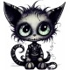 Sticker decorativ, Pisica, Negru, 1366STK-9 Sticker decorativ, Pisica, Negru, 1366STK-9