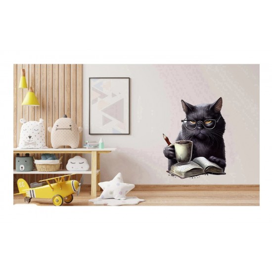 Sticker decorativ, Pisica, Negru, 71 cm, 1258STK-3 Sticker decorativ, Pisica, Negru, 71 cm, 1258STK-3