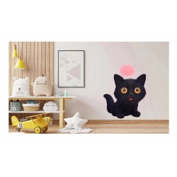 Sticker decorativ, Pisica, Negru, 76 cm, 1254STK