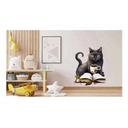Sticker decorativ, Pisica, Negru, 77 cm, 1258STK-4 Sticker decorativ, Pisica, Negru, 77 cm, 1258STK-4