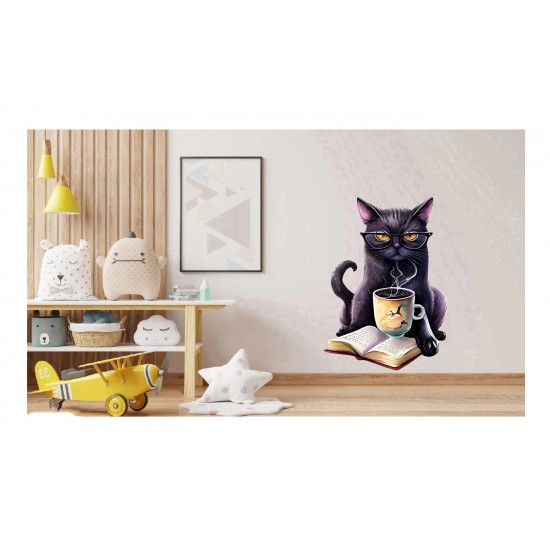 Sticker decorativ, Pisica, Negru, 89 cm, 1258STK-1 Sticker decorativ, Pisica, Negru, 89 cm, 1258STK-1