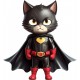 Sticker decorativ, Pisica Supererou, Negru, 64 cm, 1318STK