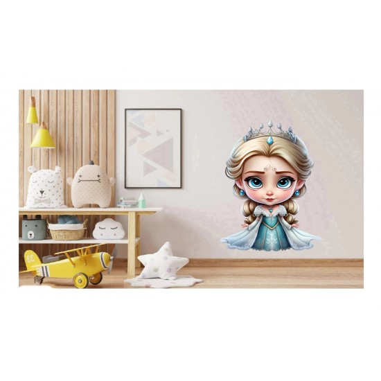 Sticker decorativ, Printesa Elsa, Albastru, 78 cm, 1269STK-3